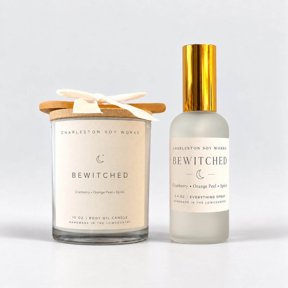 Bewitched Body Oil Candle & Everything Spray Duo - Charleston Soy Works